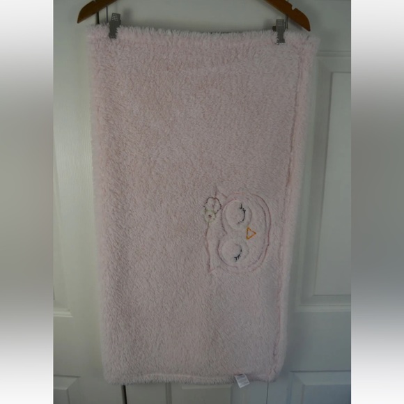 Mini Muffin Pink Owl Baby Blanket Green Flowers Plush Soft Lovey - Picture 6 of 7